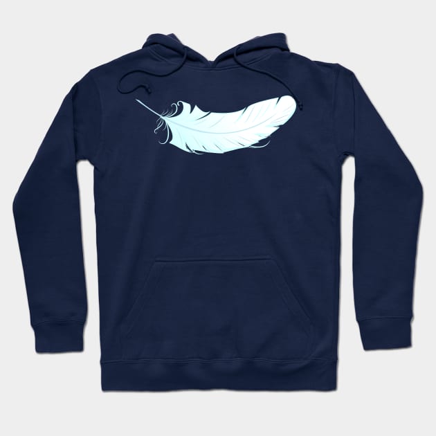 White angel feather on blue background Hoodie by Blackmoon9
